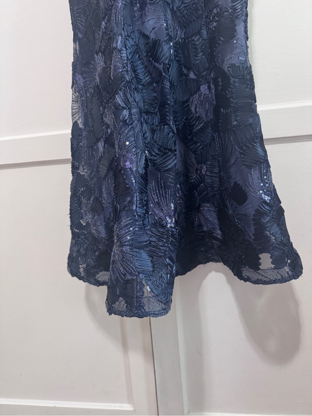 Betsy & Adam Navy Lace Gown - Picture 6 of 8